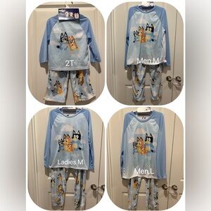 NWT Bluey Christmas Family Pajamas: Dad(M&L) Mom(M), kid (2T)